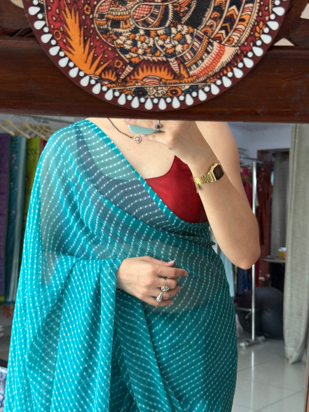 Georgette Leheriya Saree|with running blouse| Budget Friendly
