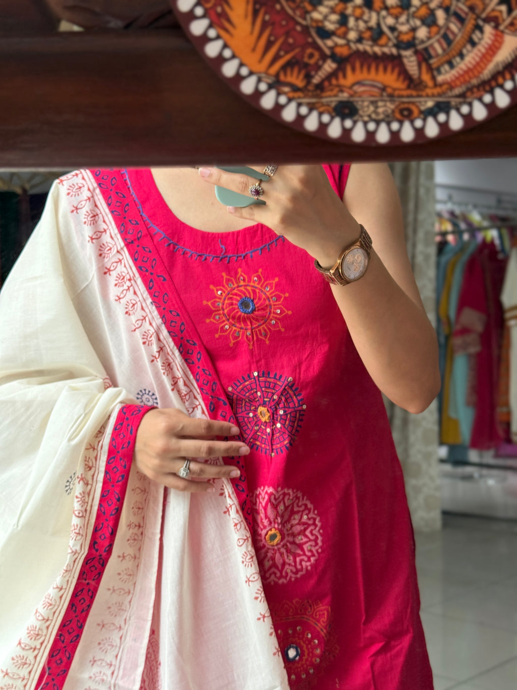 Designer Cotton Set | With extra sleeves| Handwork| Designer Duppata