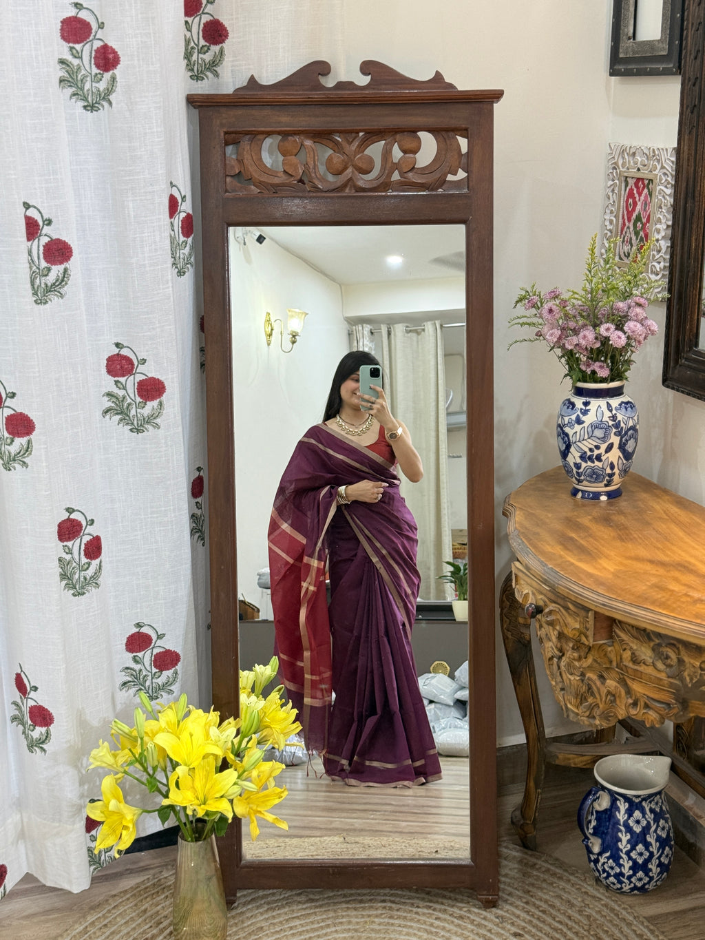 Maheshwari Silk Cotton Saree | With blouse