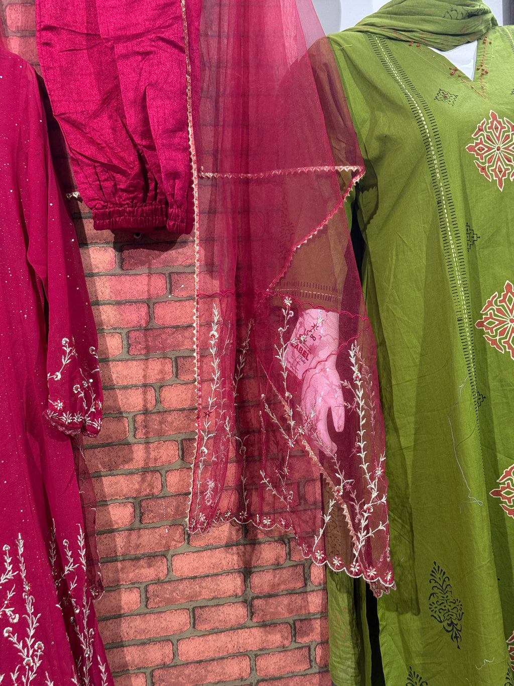 Pink Suit Set| Hand embroidered| With lining| Duppata| Tissue Shimmer