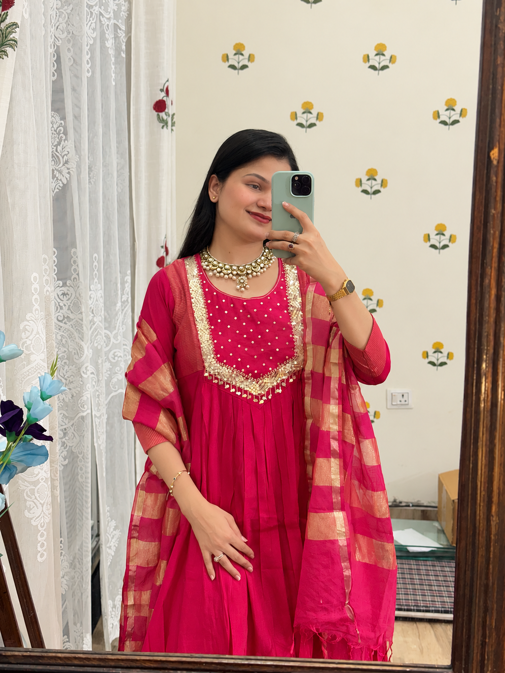 Pink Mul Chanderi Suit | Handloom Zari Beauty | Cotton lining| With tissue Duppata|Classy & Elegant Suit Set