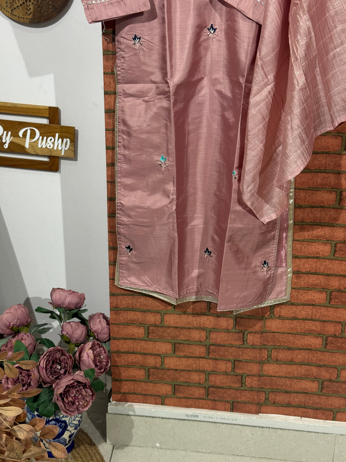Peach Suit Set | Embroidered | Cotton Silk| With lining