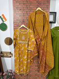 Yellow Suit Set | cotton| Embroidered| cotton Duppata