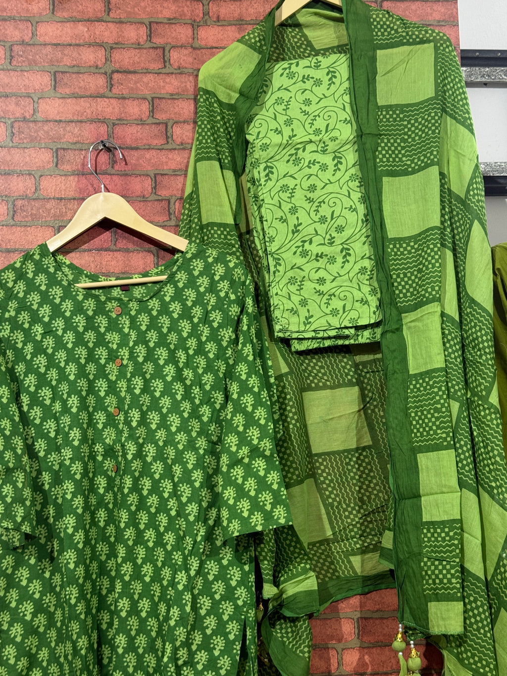 Green Suit Set | Block Printed | Cotton |