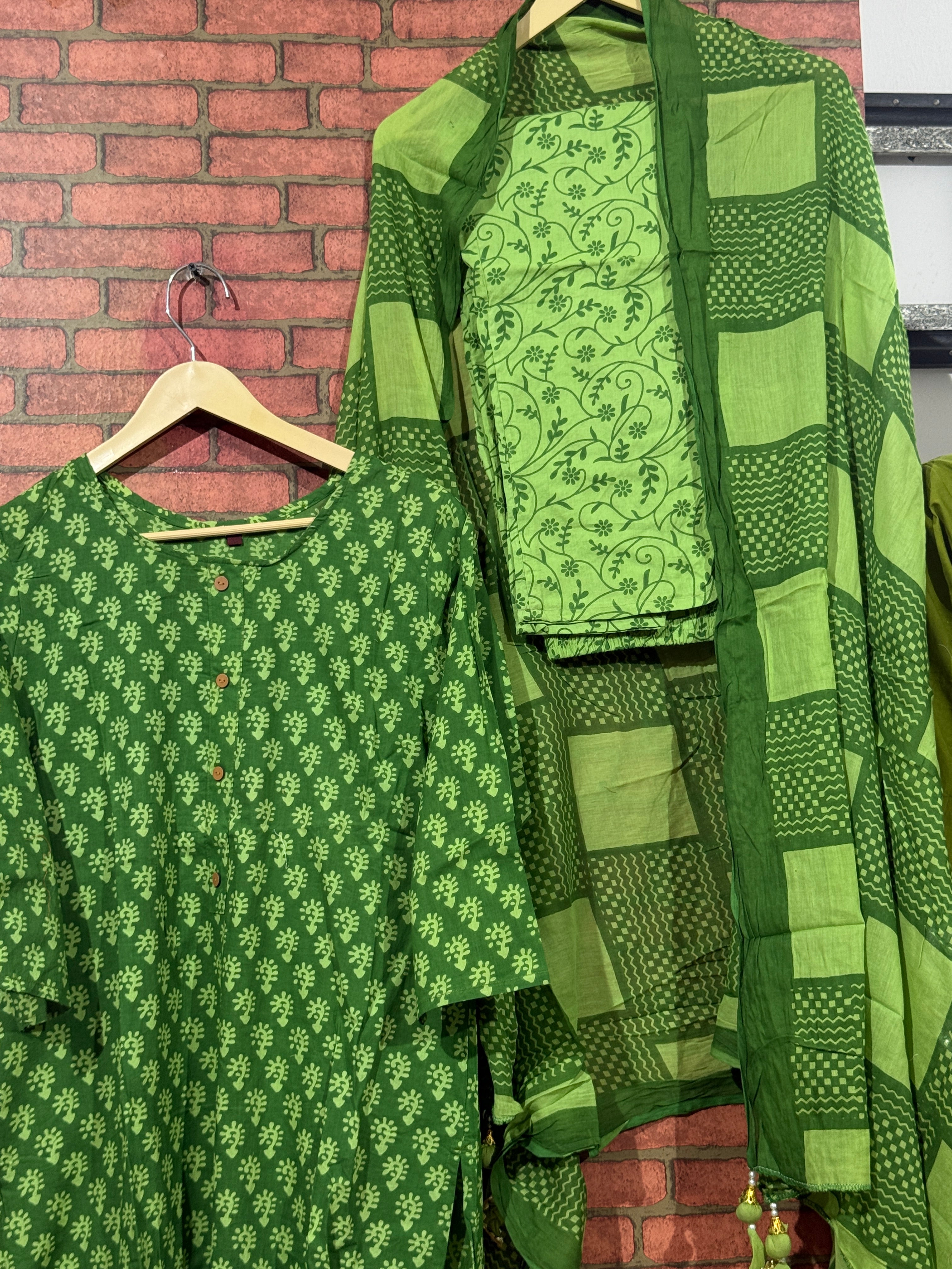 Green Suit Set | Block Printed | Cotton |
