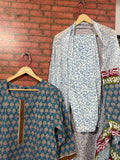 Blue Suit Set | cotton| Block Printed