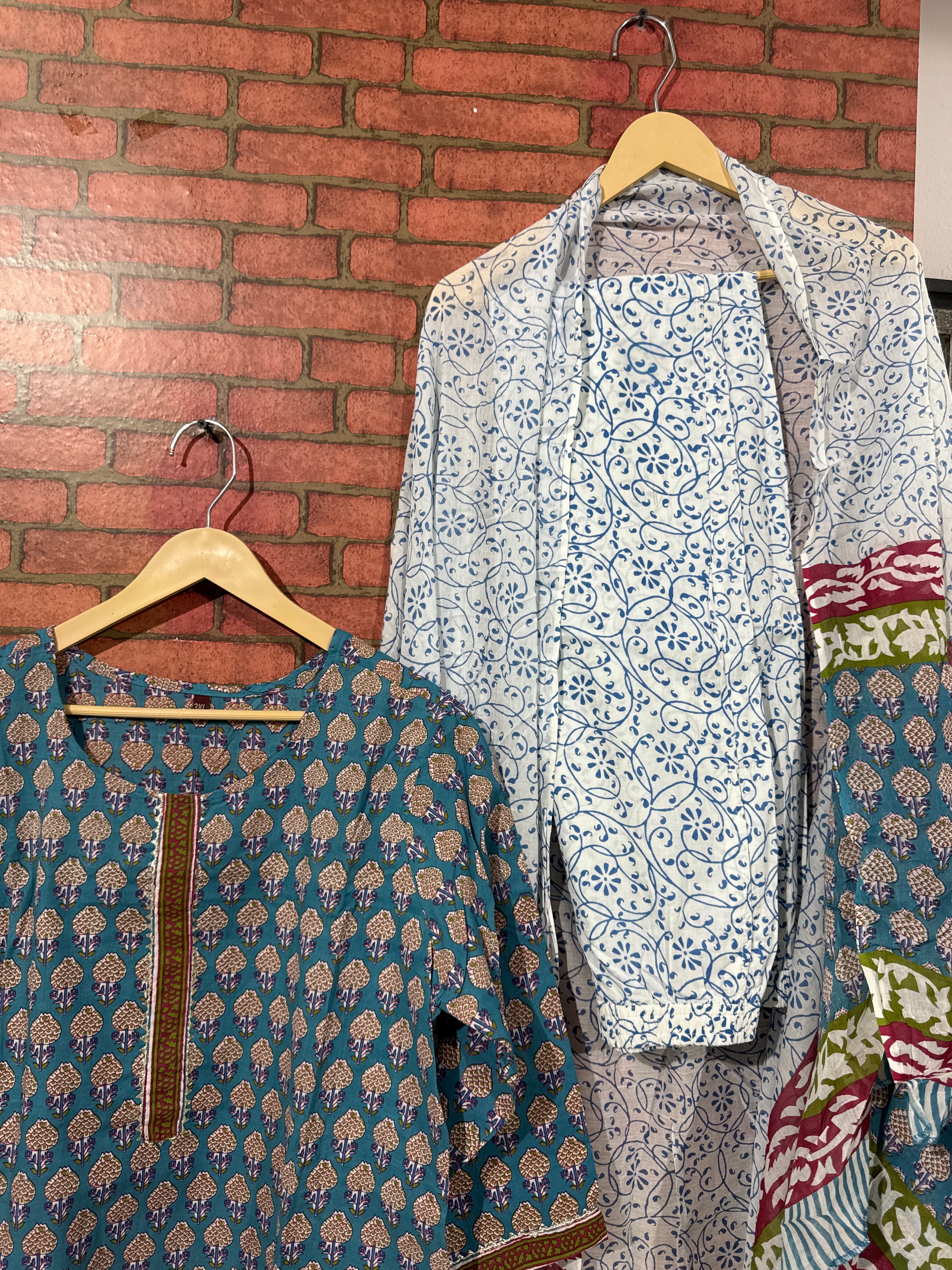 Blue Suit Set | cotton| Block Printed