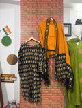 Yellow Black Suit Set| Woven Ikat | | Cotton