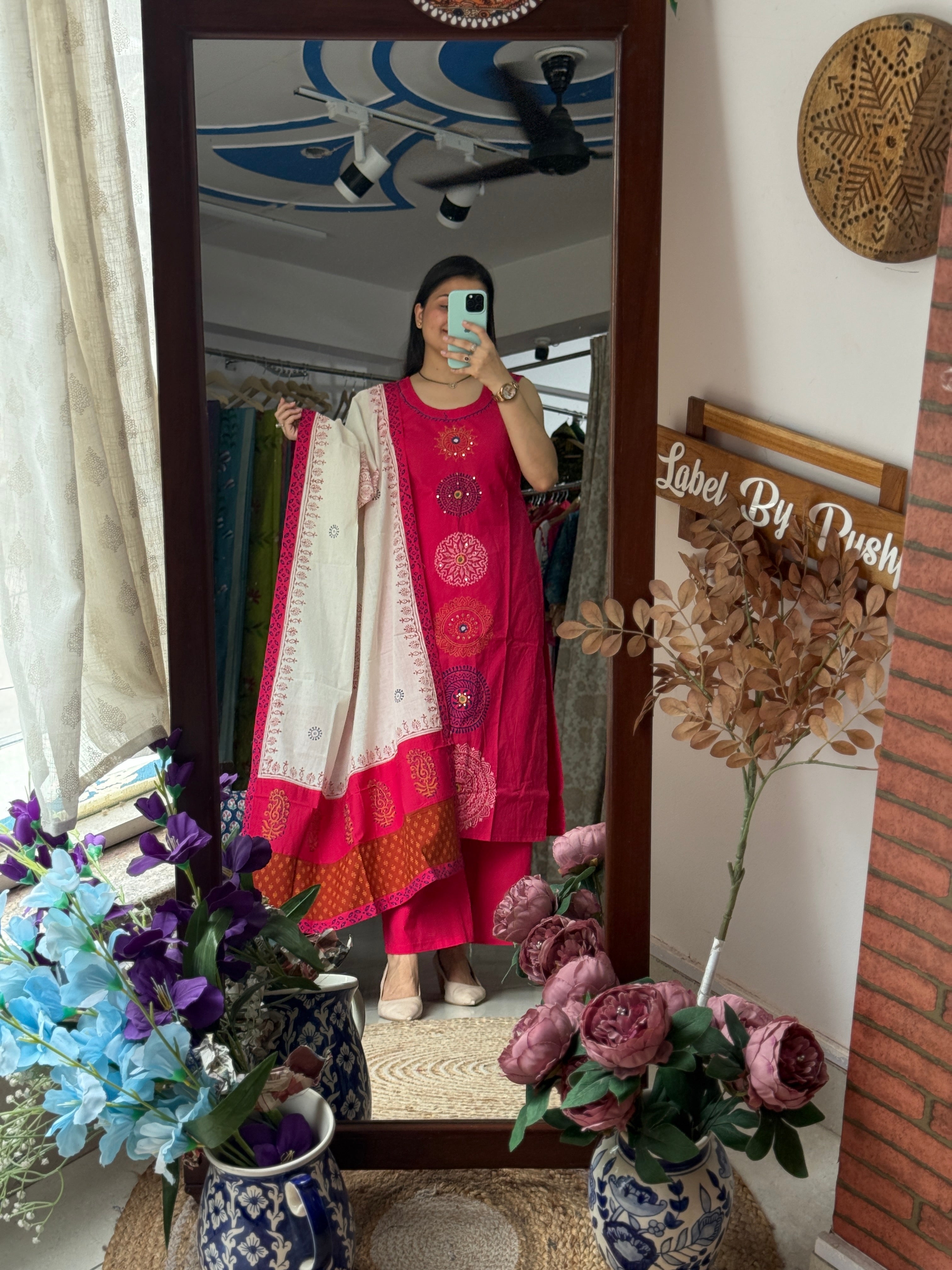 Designer Cotton Set | With extra sleeves| Handwork| Designer Duppata