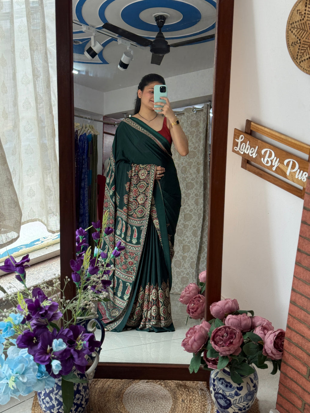 Ajrakh Saree|with blouse| Budget Friendly| Dola Silk