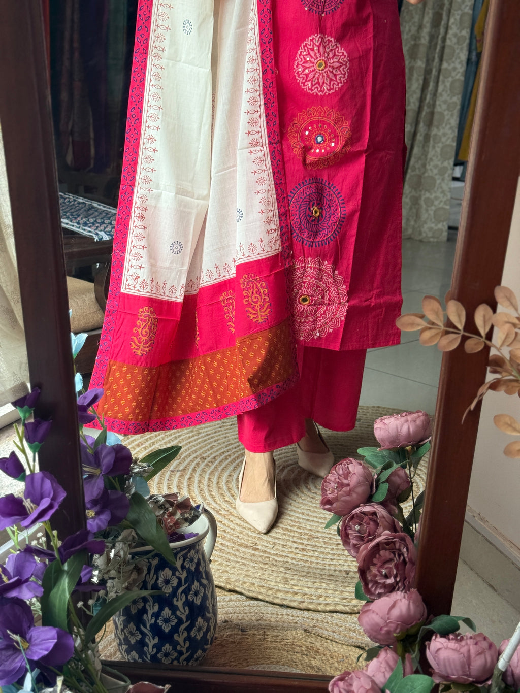 Designer Cotton Set | With extra sleeves| Handwork| Designer Duppata
