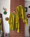 Green cutwork | Cotton silk | With lining | Embroidered