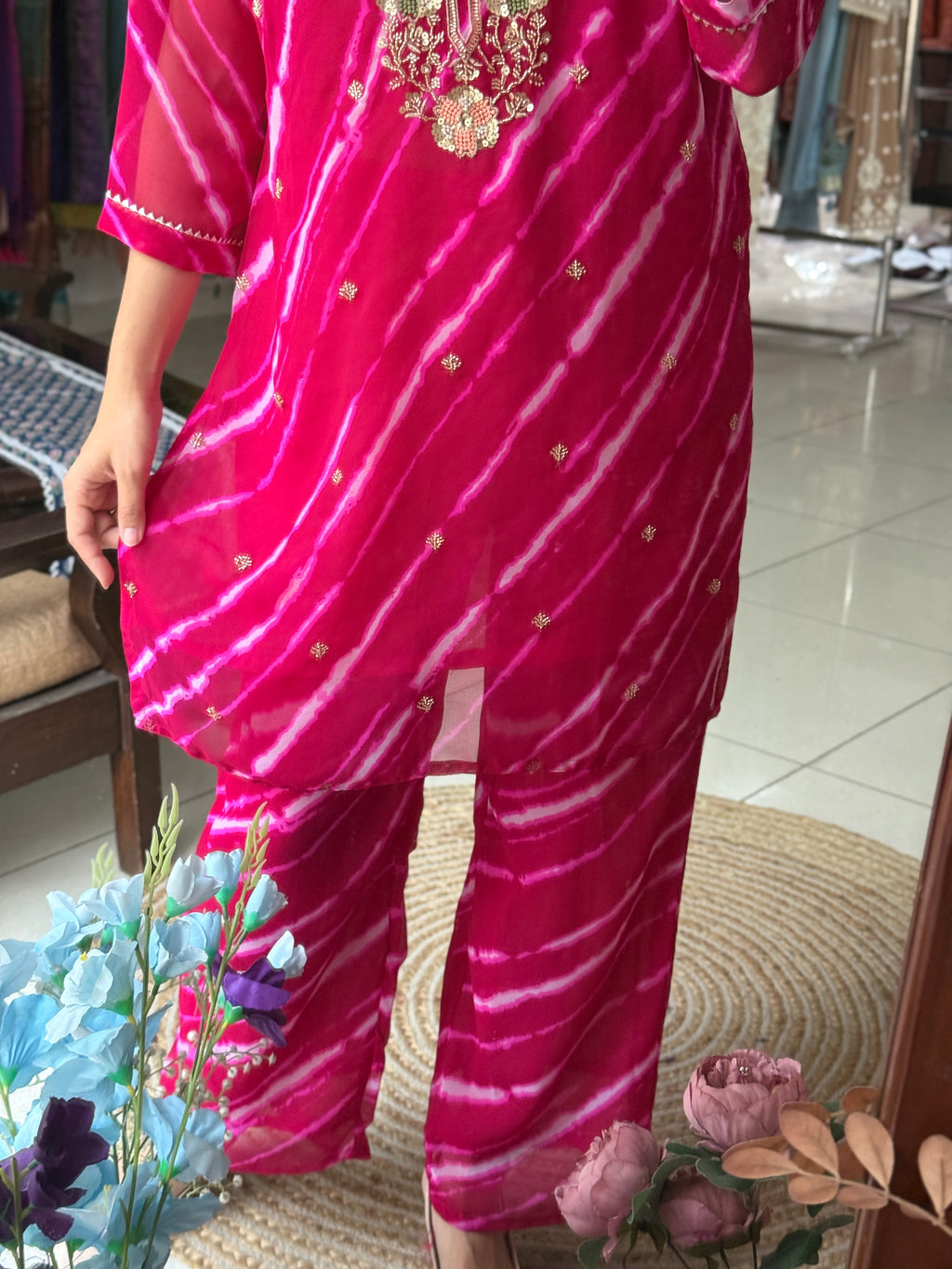 Festive Special Handwork Co Ord Set with cotton lining in top and bottom