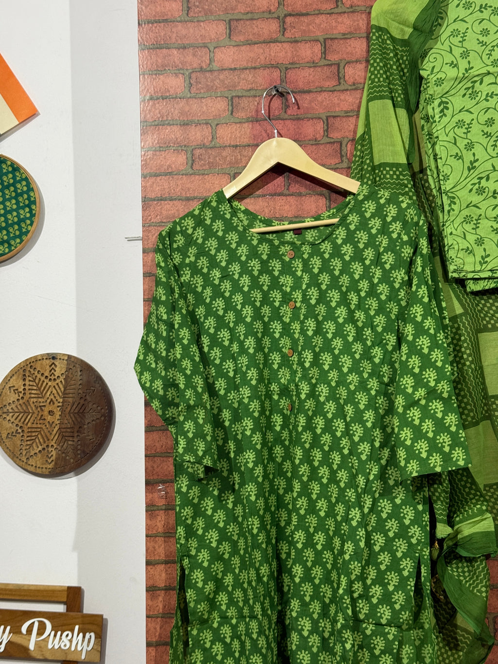 Green Suit Set | Block Printed | Cotton |