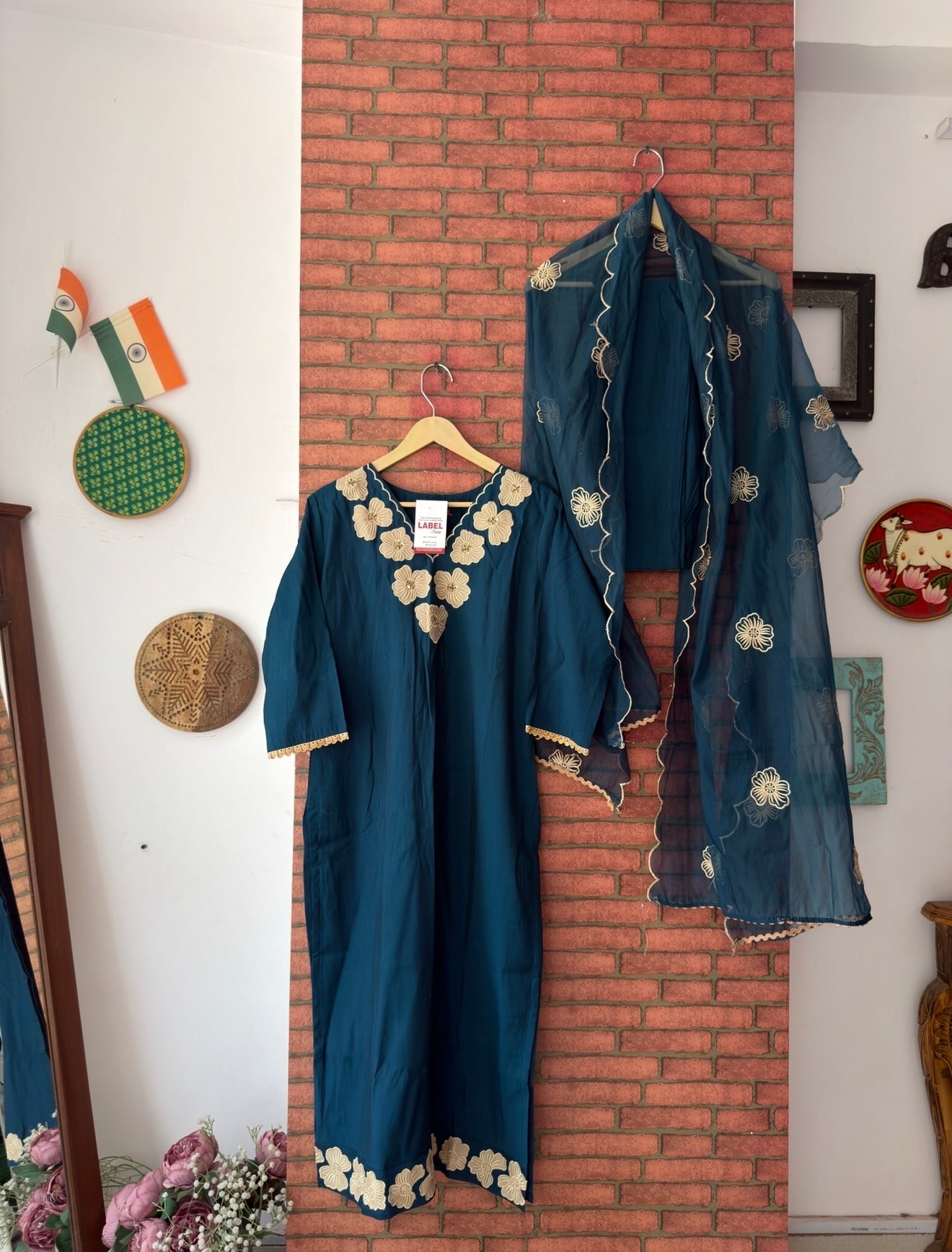 Teal Embroidered Suit |With lining| Embroidered| Silk Cotton