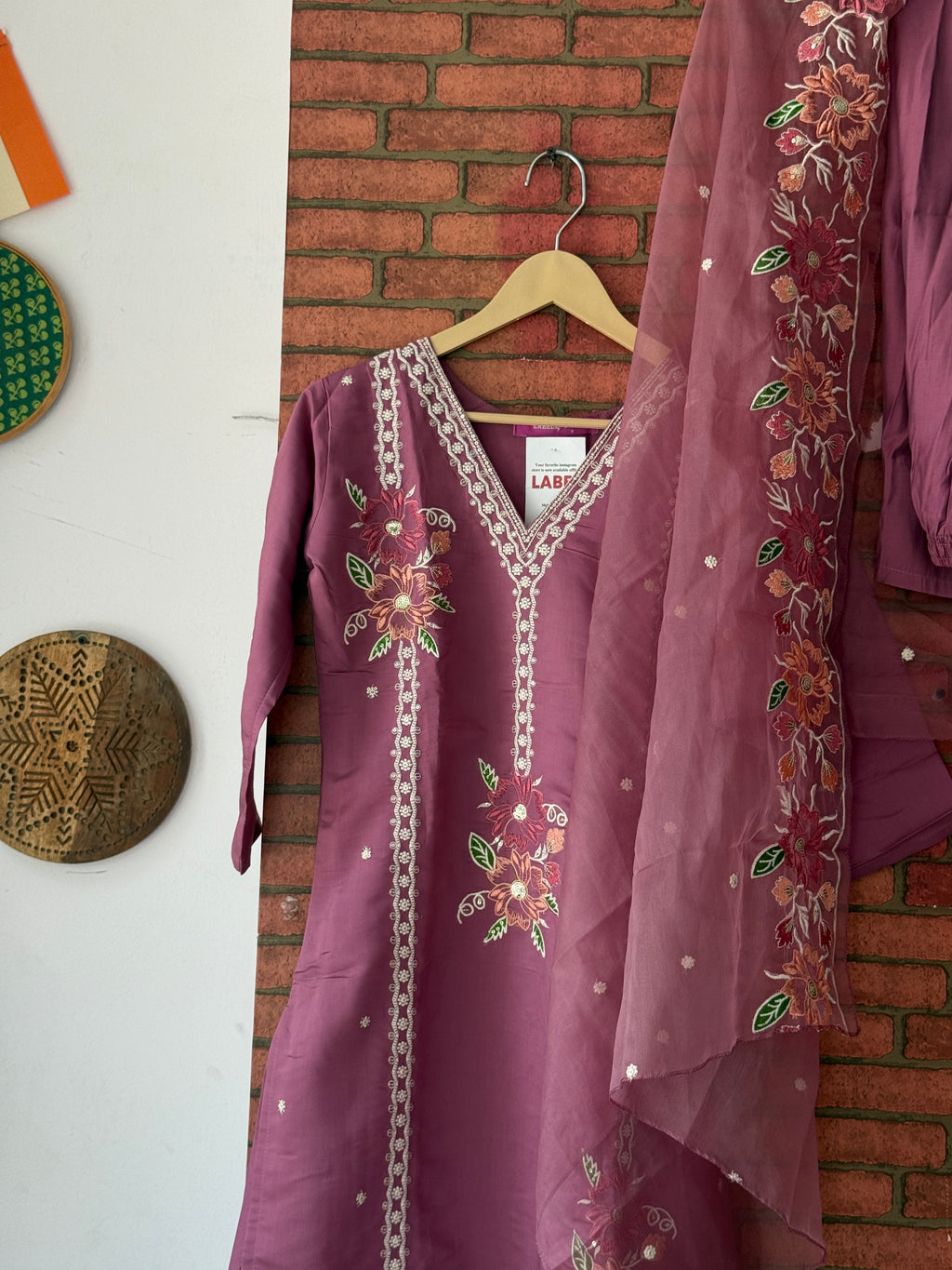 Mauve Suit |With lining| Embroidered| Silk