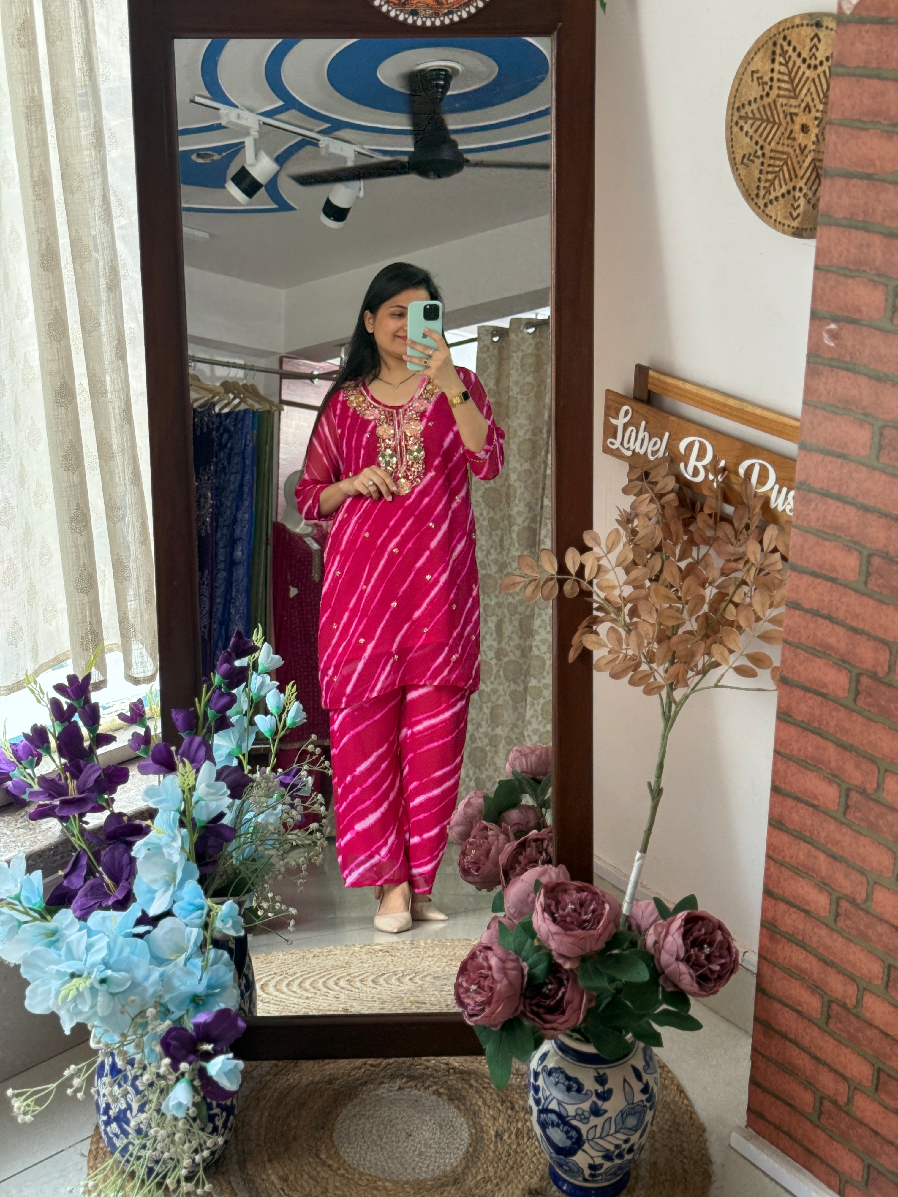 Festive Special Handwork Co Ord Set with cotton lining in top and bottom