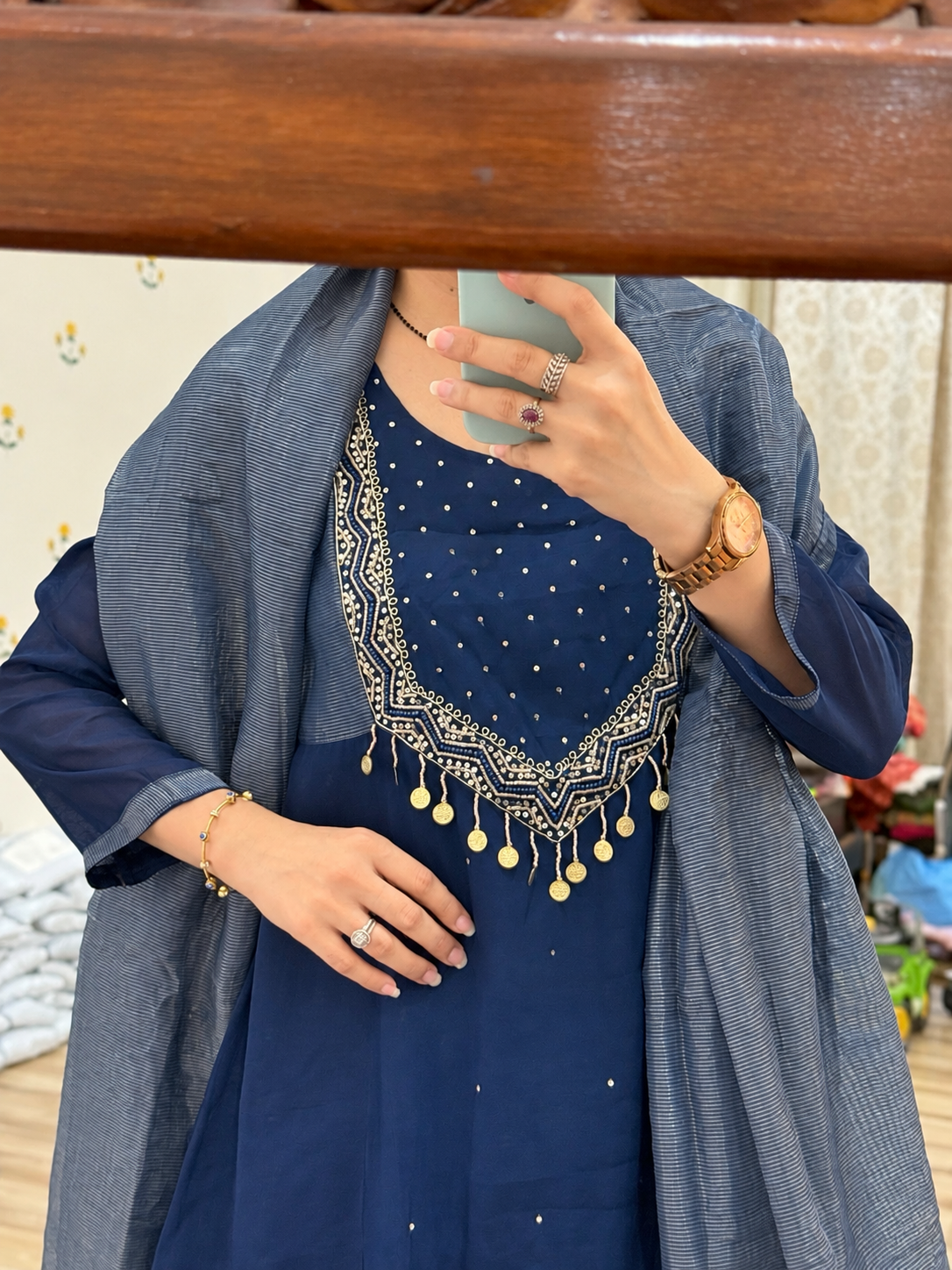 Blue Mul Chanderi Suit | Handloom Zari Beauty | Cotton lining| With Tissue Duppata|Classy & Elegant Suit Set