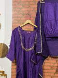 Purple Suit Set| With lining| Embroidered| Silk Cotton