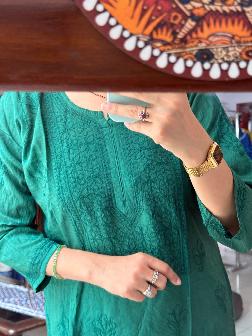 Green Mul Chanderi Kurta| Chikankari Work|Hand Embroidery| Partywear Kurta