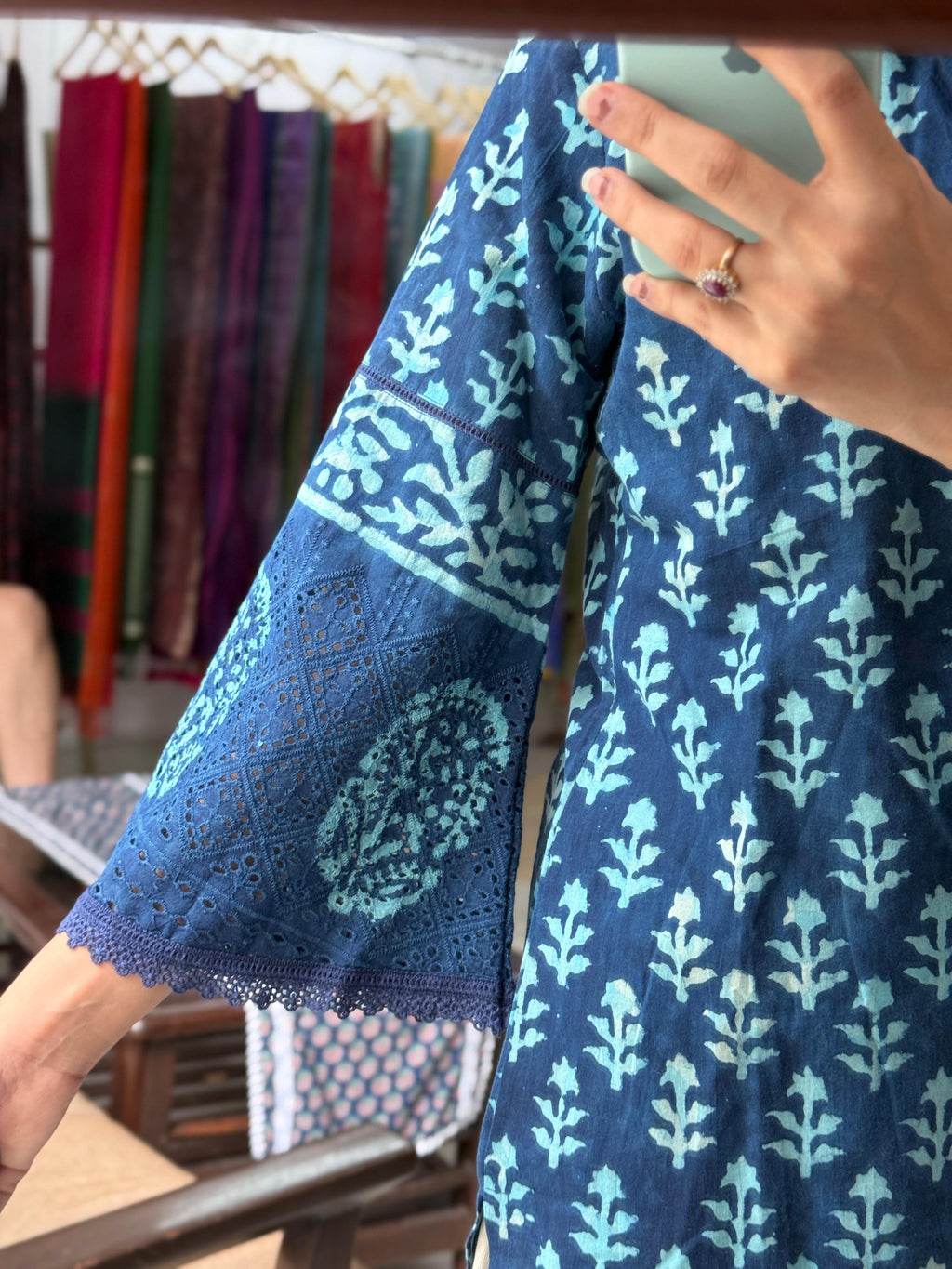 Dabu Print Schiffli Work Co-Ord Set