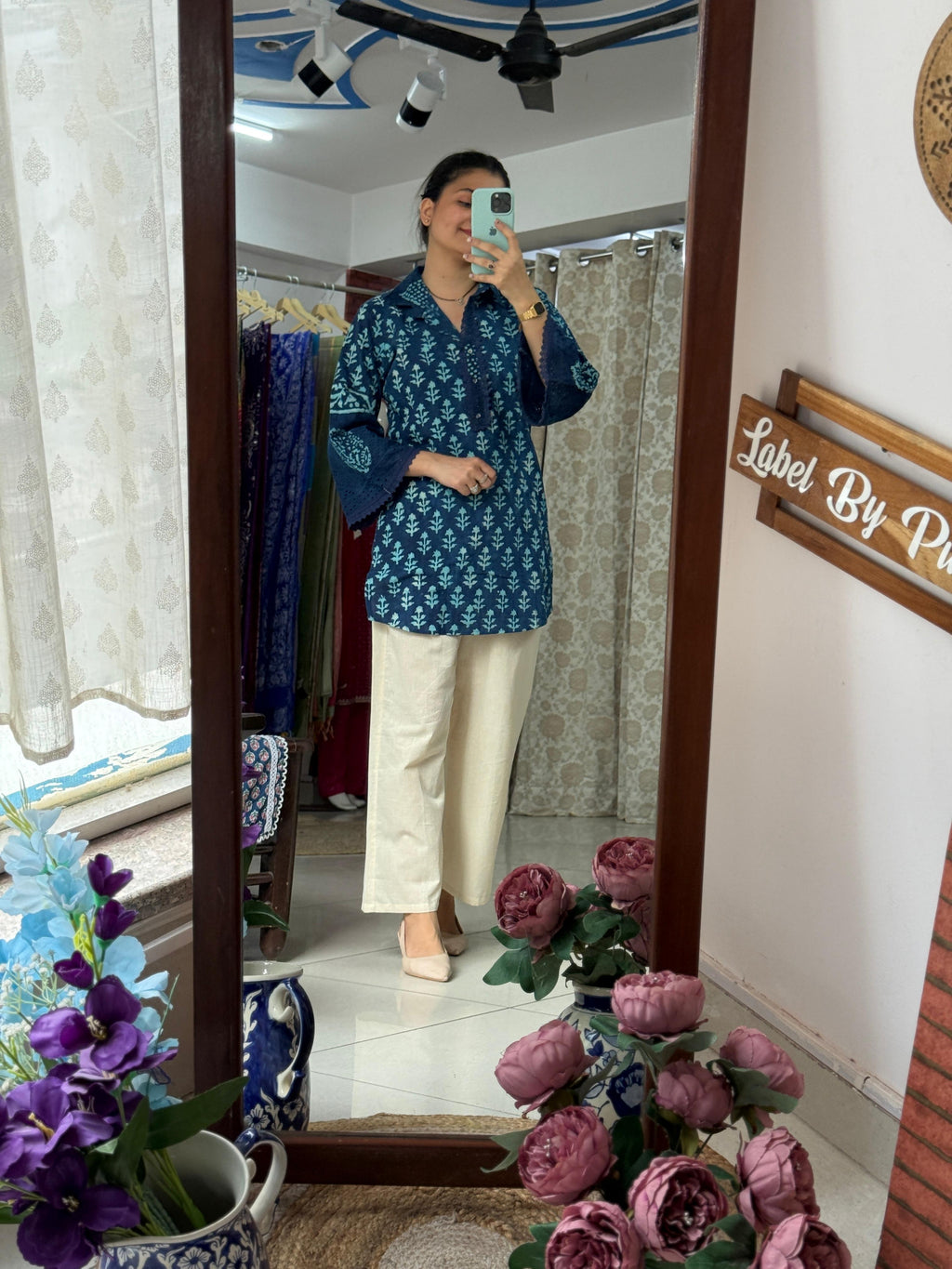 Dabu Print Schiffli Work Co-Ord Set