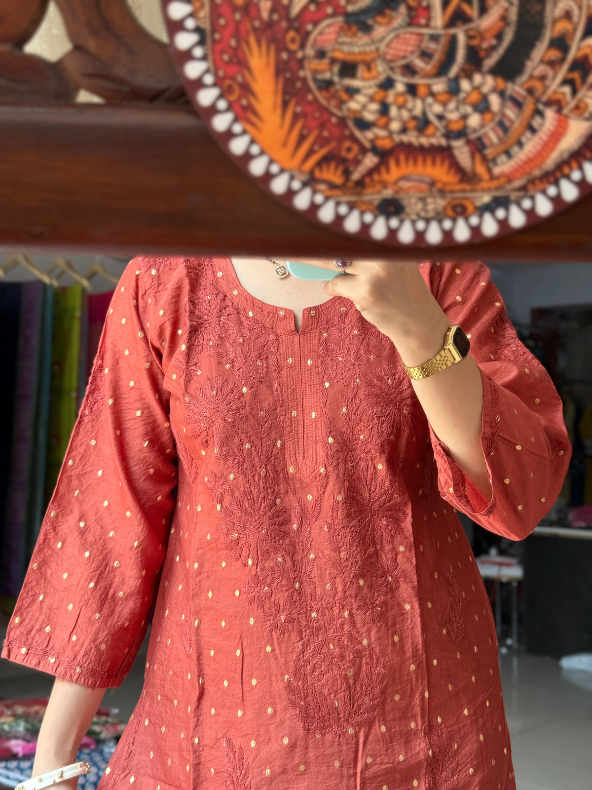 Mauve Mul Chanderi | Chikankari Hand embroidery| cotton lining in bottom| Premium design