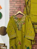 Yellow Suit Set| Embroidered| Silk Cotton