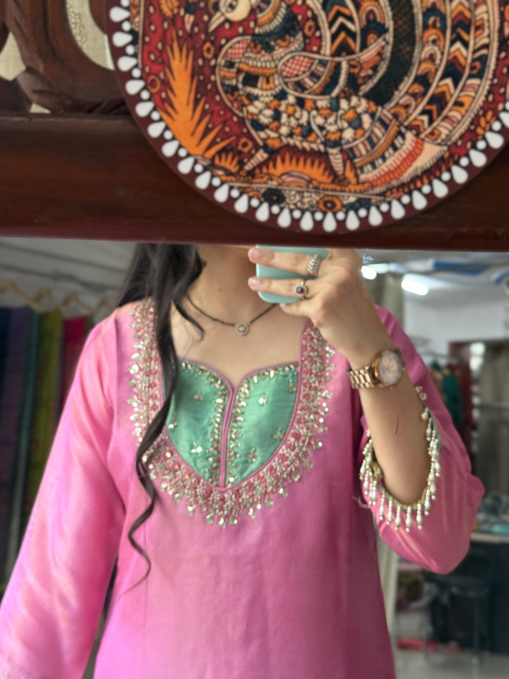 Rakhi Special Handwork Sharara Suit | Hand embroidered | With lining in top and bottom | dual tone Duppata|Tissue Shimmer