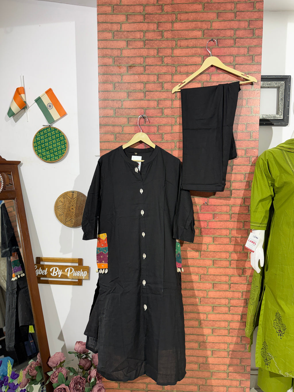 Black Kurta Pant Set | With lining | hand crafted