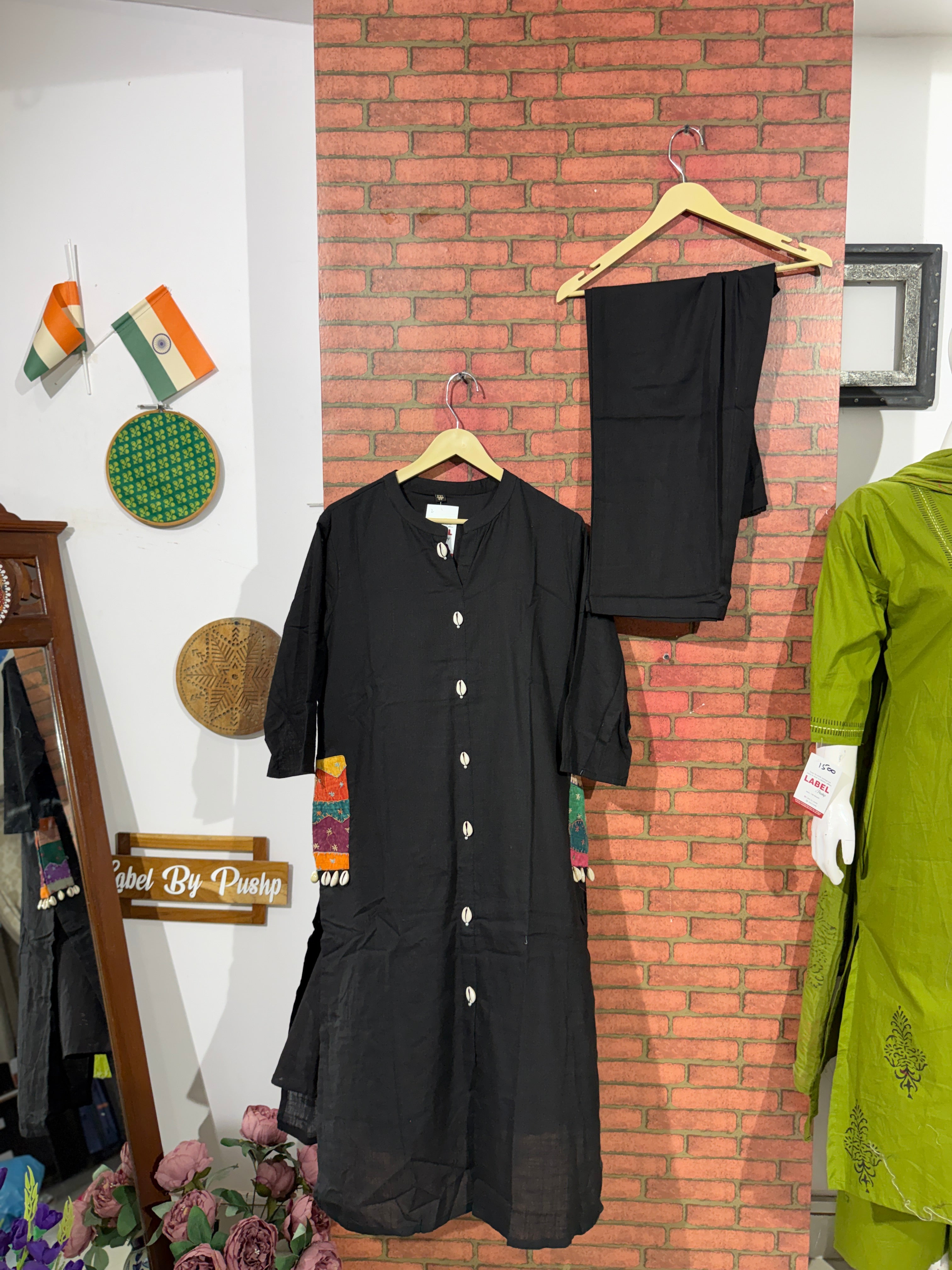 Black Kurta Pant Set | With lining | hand crafted
