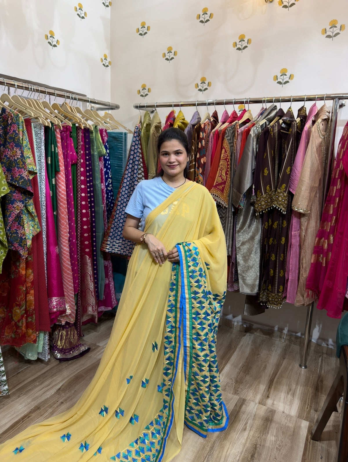 Sale Saree | with blouse| Phulkari | Georgette