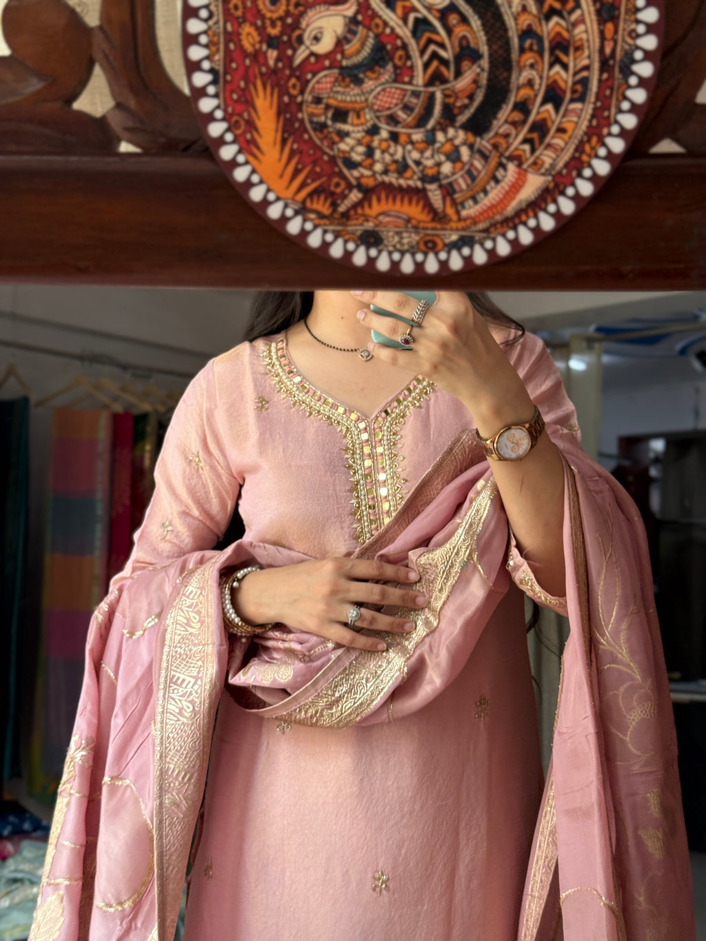 Hand Embroidered Tissue Shimmer Suit| Designer sleeves, bottom with Pure Duppata lacework| within lining
