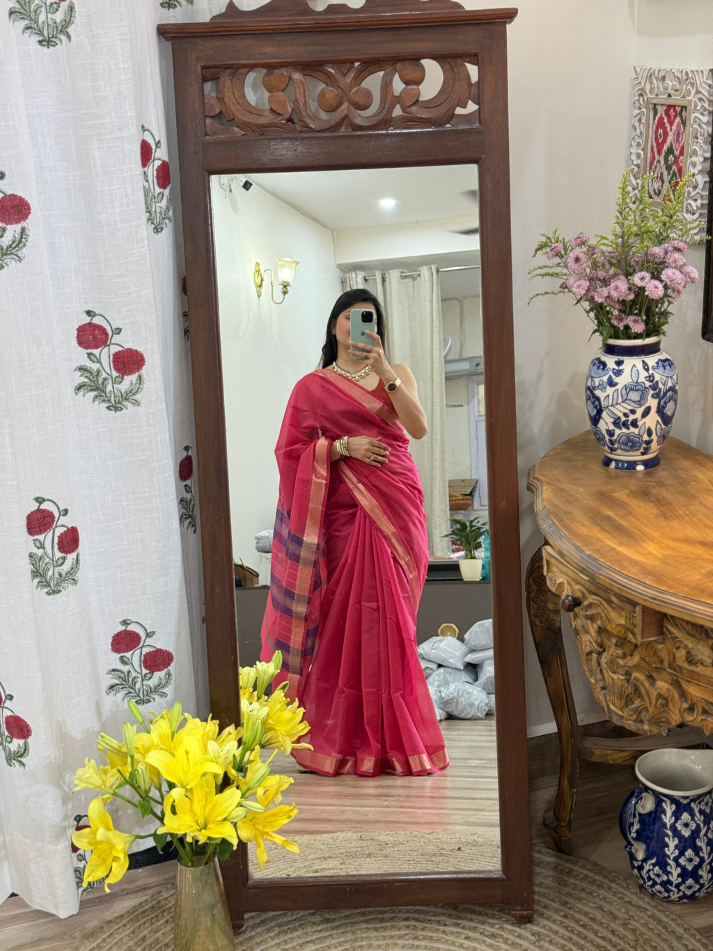 Maheshwari Silk Cotton Saree | With blouse