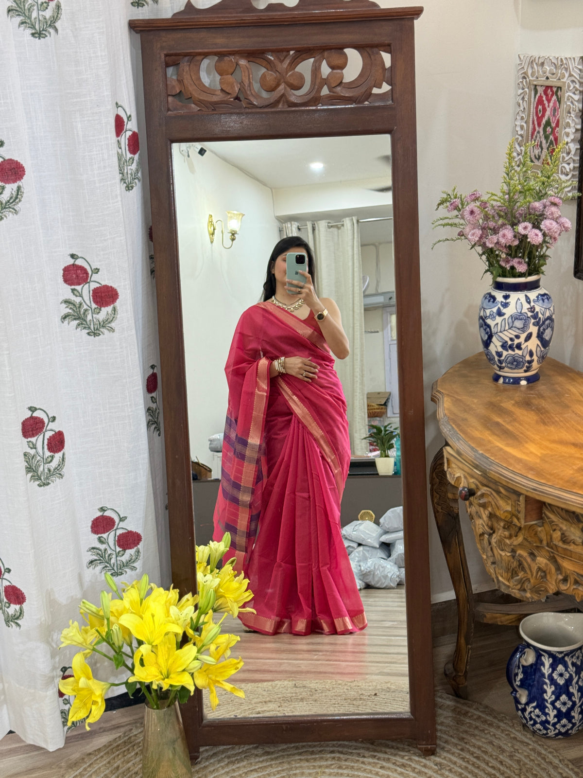 Maheshwari Silk Cotton Saree | With blouse