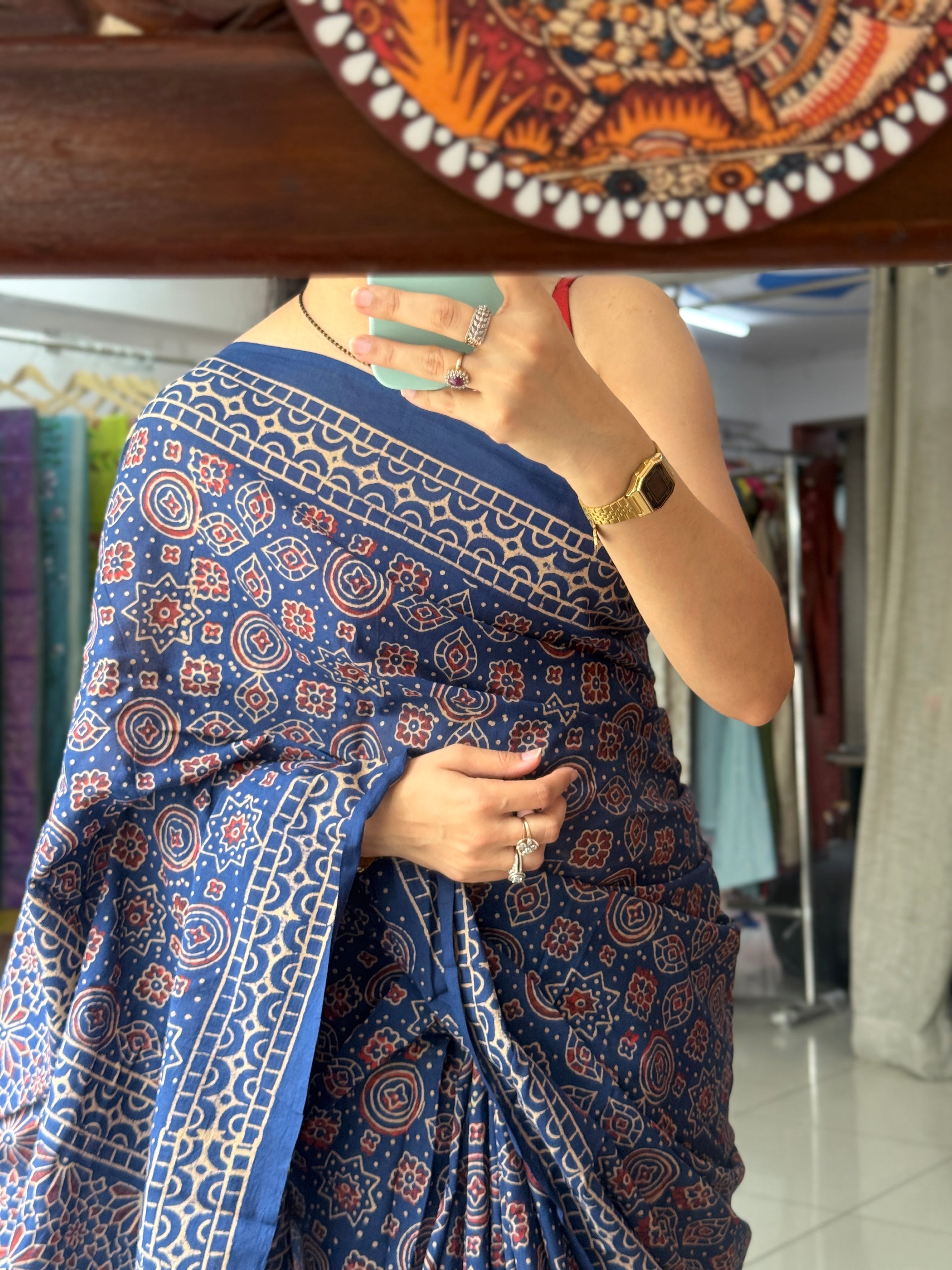 Block printed cotton saree|with blouse