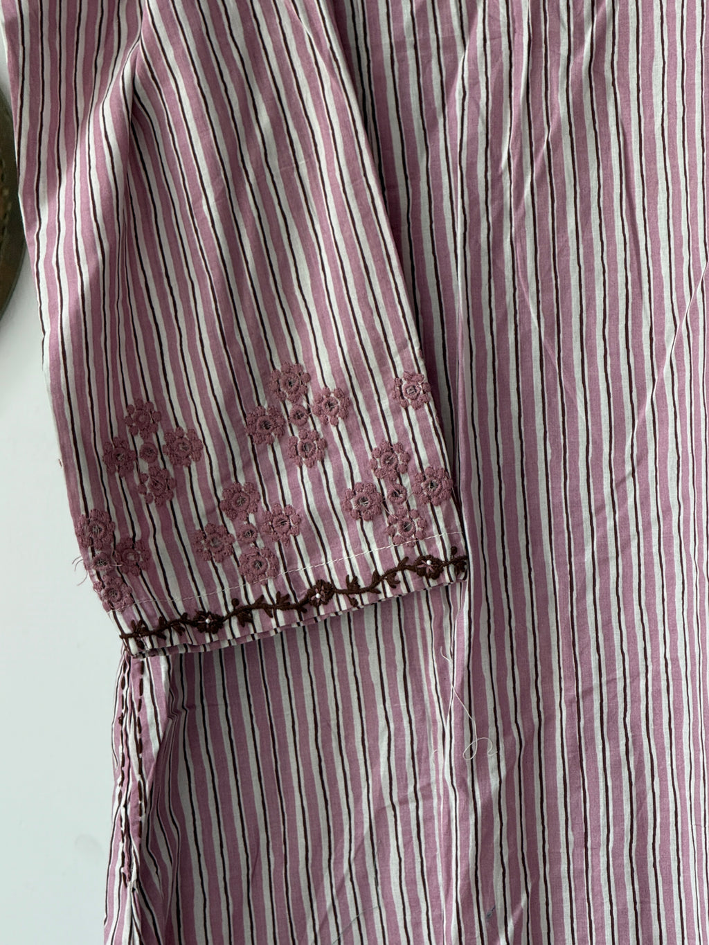 Pink stripes Suit |Embroidered| Cotton