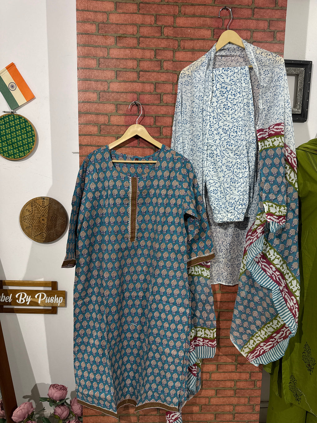 Blue Suit Set | cotton| Block Printed