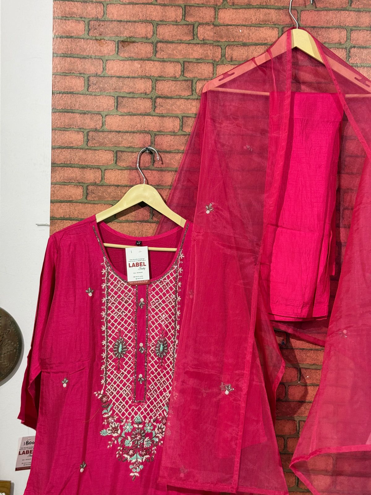 Pink Dola Silk Set| Hand embroidery| with lining | Suit set
