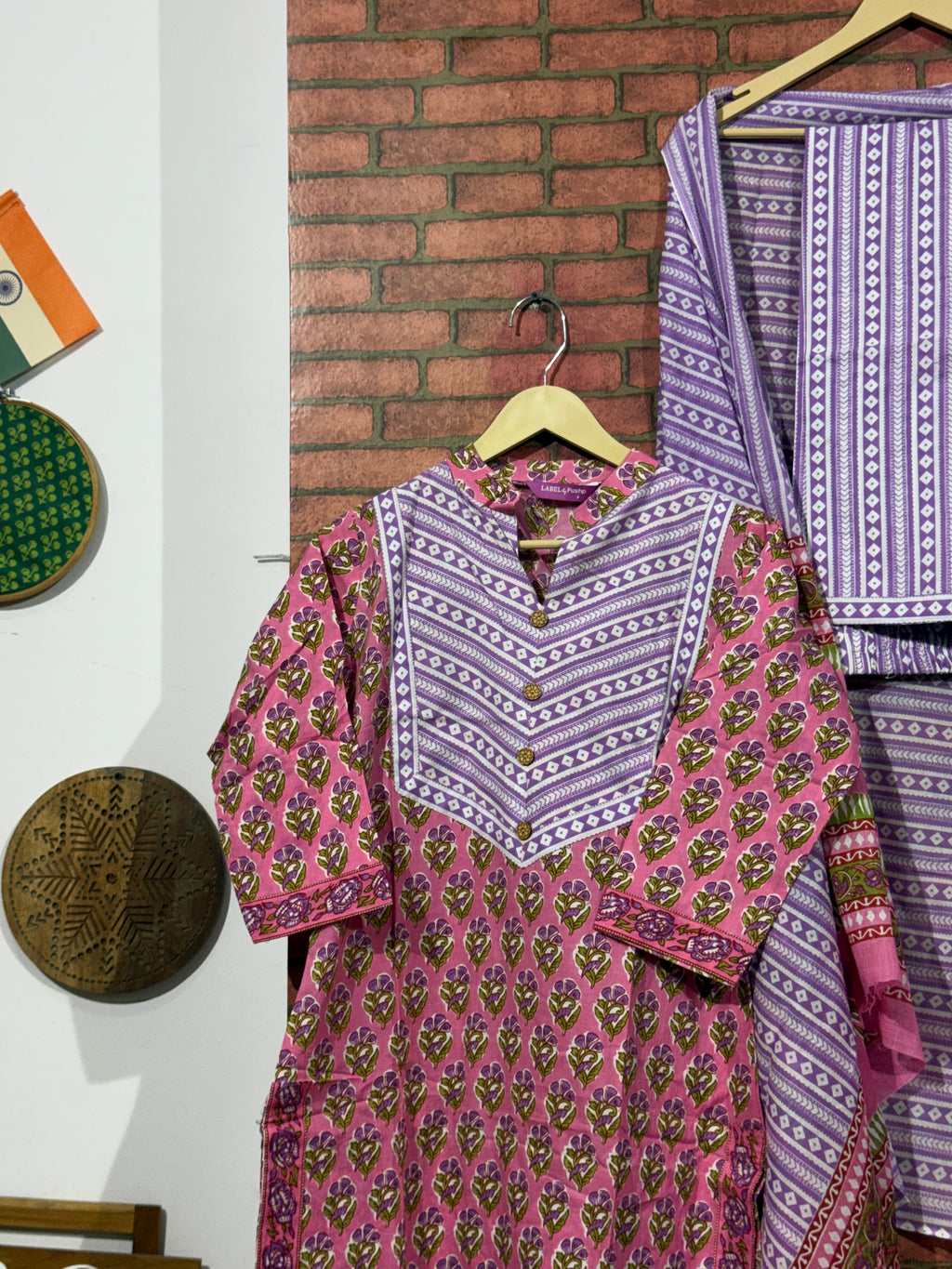 Pink Suit Set | Block Printed | Cotton