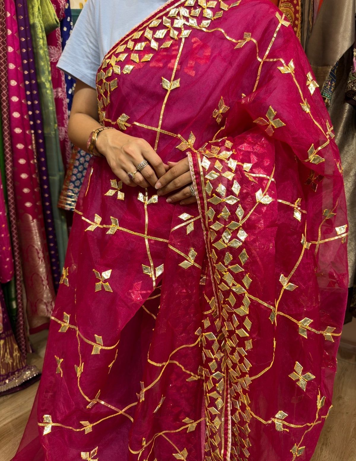 Sale Saree | without blouse| Organza | Gotapatti