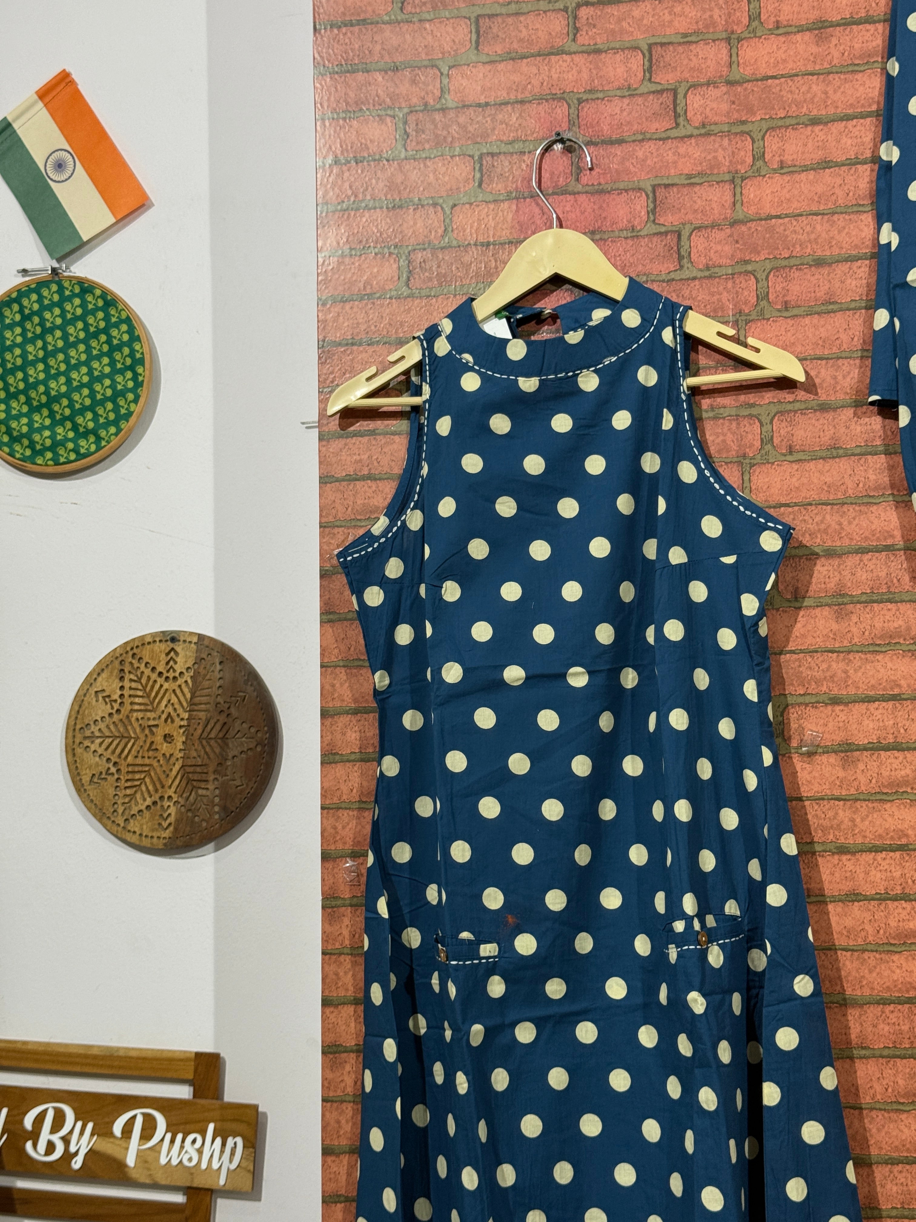 Blue Polka Kurta Pant Set | Cotton| Trendy Design