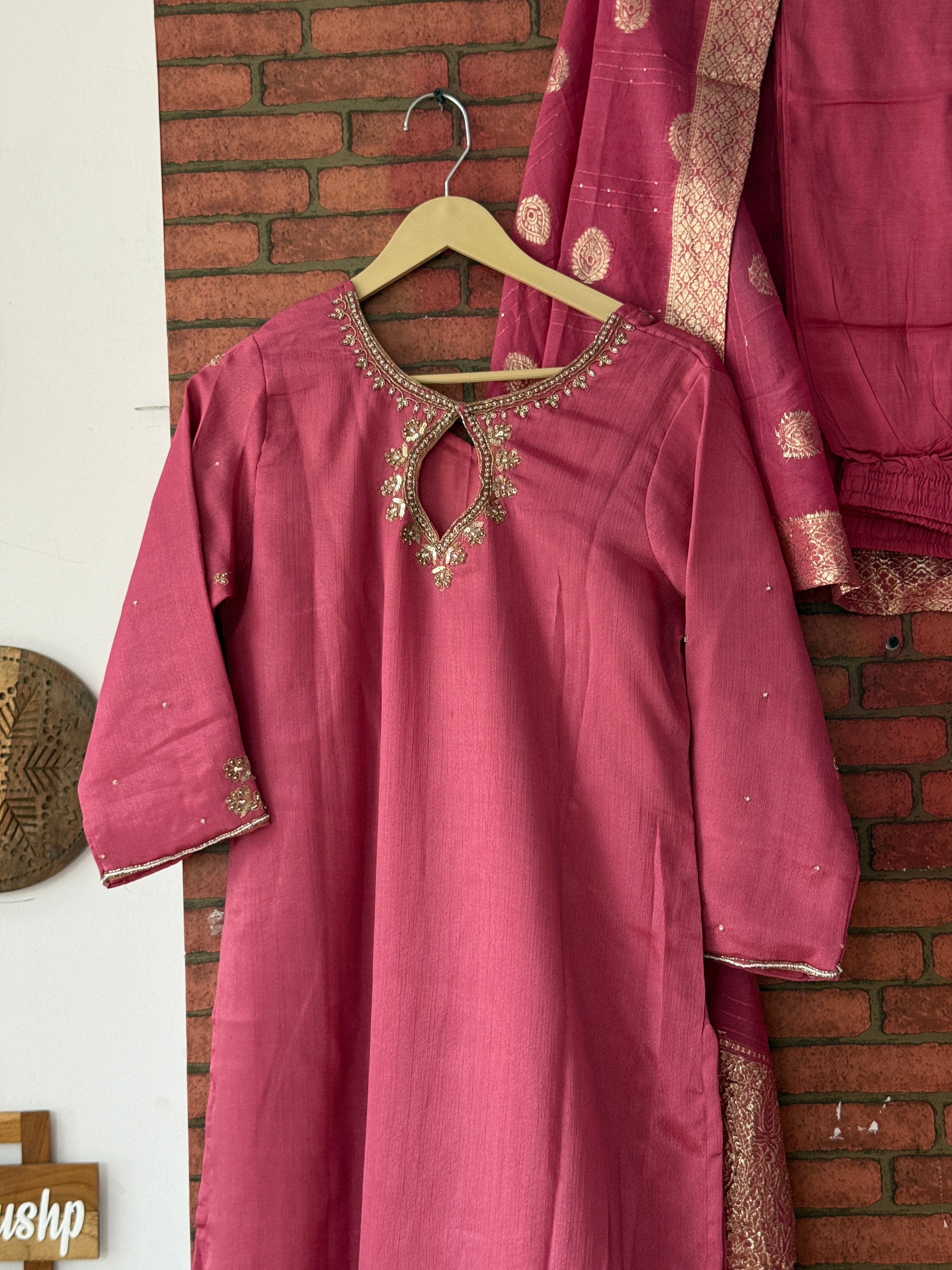 Hand Embroidered Suit |With lining| Embroidered| Silk