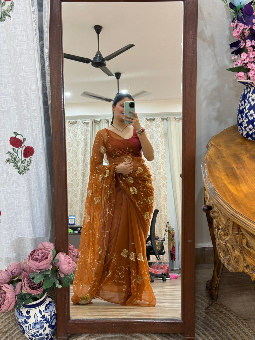 Zari Embroidered| Georgette Sarees| Without Blouse