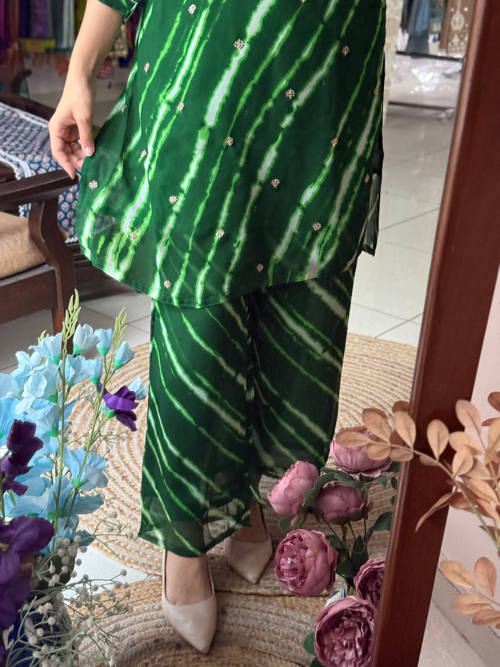 Festive Special Handwork Co Ord Set with cotton lining in top and bottom