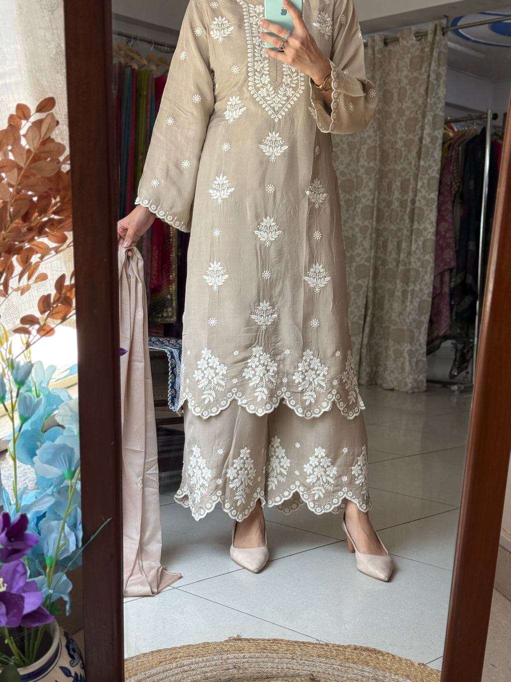 Muslin  Embroidered Suit Set