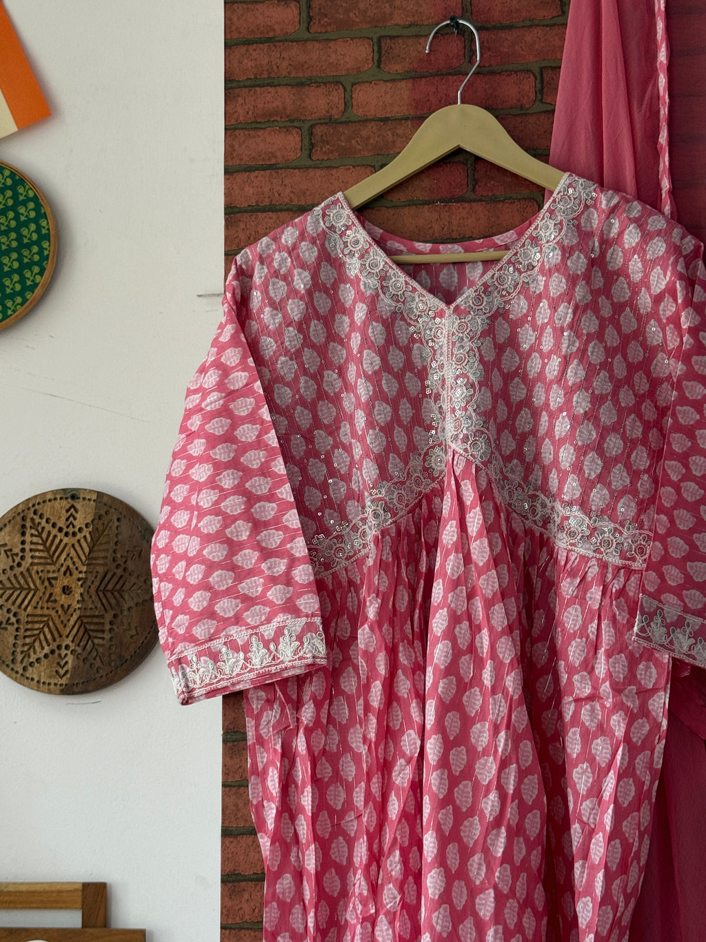 Pink Lurex Suit |Cotton