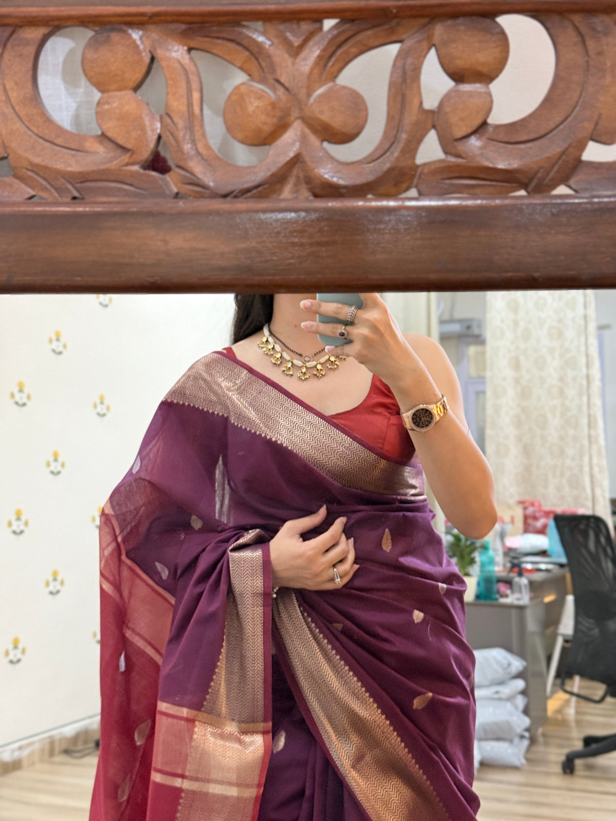 Maheshwari Silk Cotton Saree | With blouse