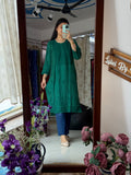 Green Mul Chanderi Kurta| Chikankari Work|Hand Embroidery| Partywear Kurta