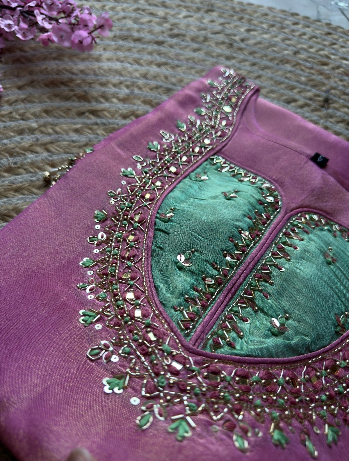 Rakhi Special Handwork Sharara Suit | Hand embroidered | With lining in top and bottom | dual tone Duppata|Tissue Shimmer